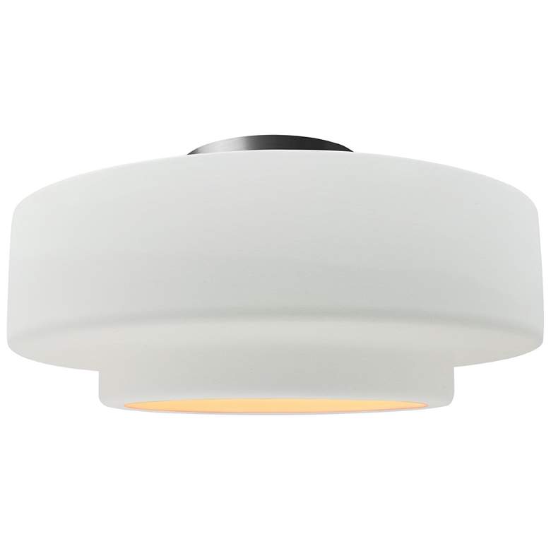 Image 1 Radiance 14.5"W Gloss White Frame Brushed Nickel Medium Tier Semi.Flus