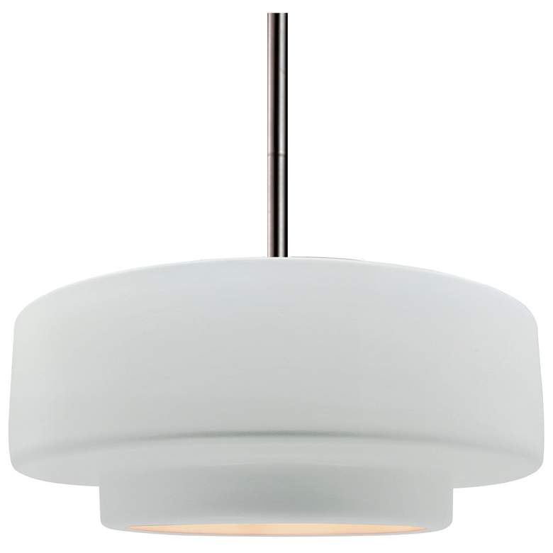 Image 1 Radiance 14.5"W Gloss White Frame Nickel Tier Rigid Stem Kit Pendant