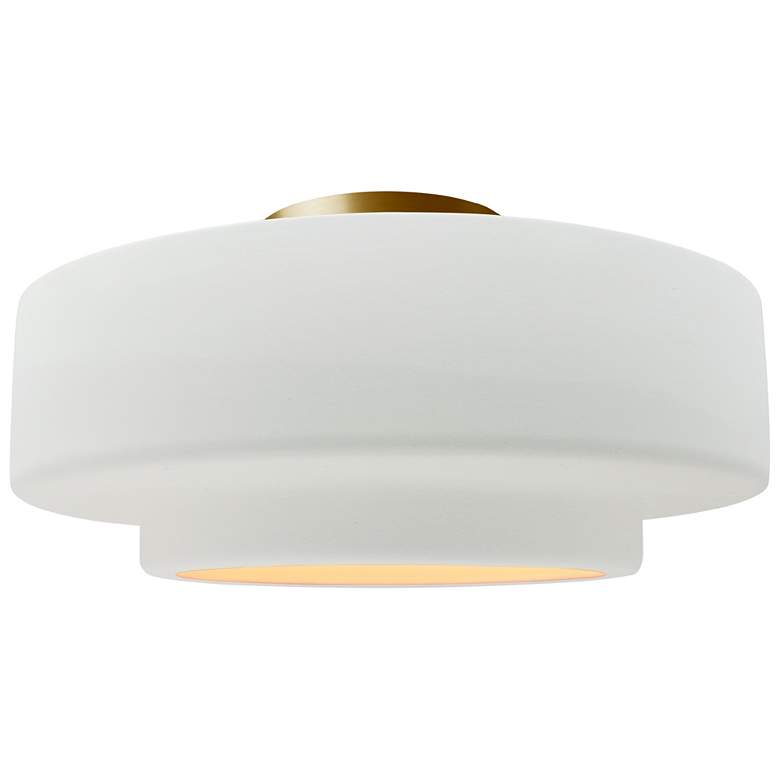 Image 1 Radiance 14.5"W Gloss White Sided Frame Brushed Brass Tier LED Semi.Fl