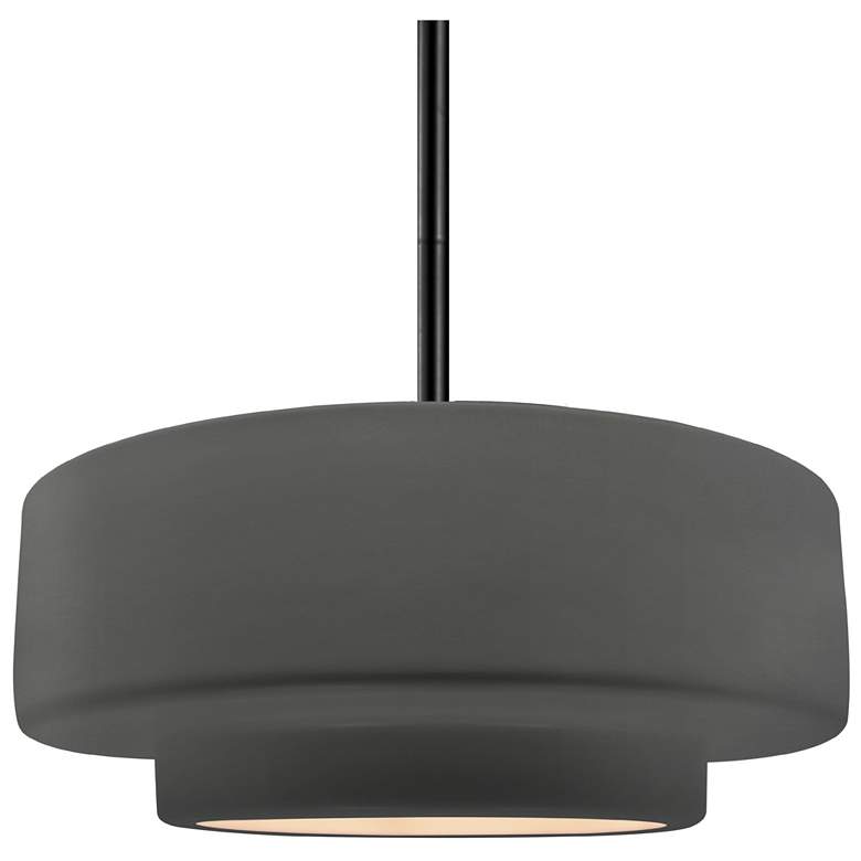 Image 1 Radiance 14.5"W Grey Frame Matte Black Tier Rigid Stem Kit LED Pendant