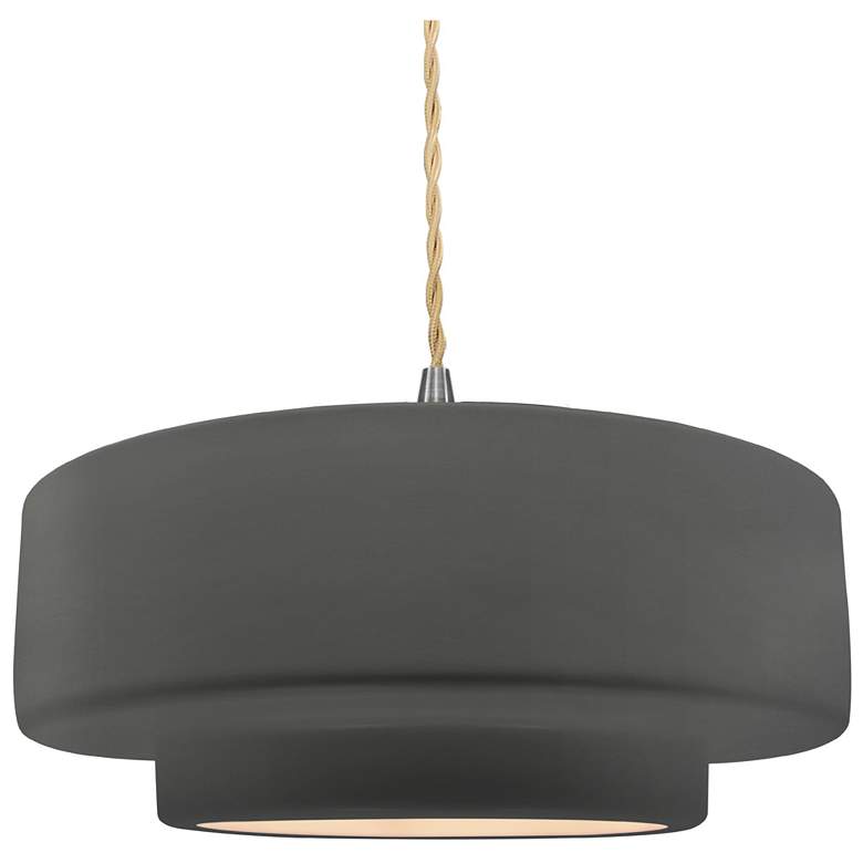 Image 1 Radiance 14.5"W Grey Frame Nickel Tier Beige Twisted LED Pendant