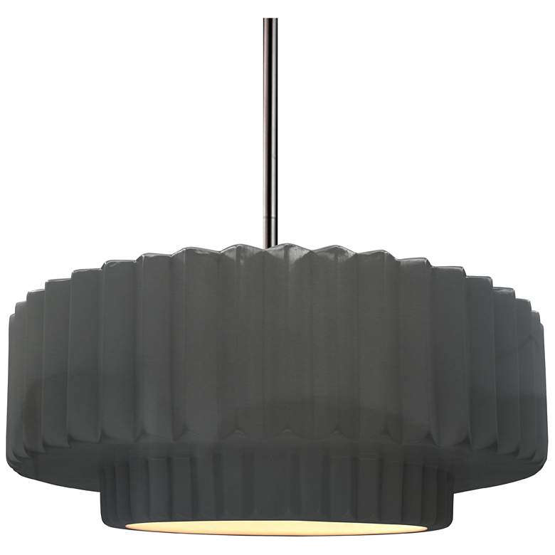 Image 1 Radiance 14.5"W Grey Frame Nickel Tier Pleated Rigid Stem Kit Pendant