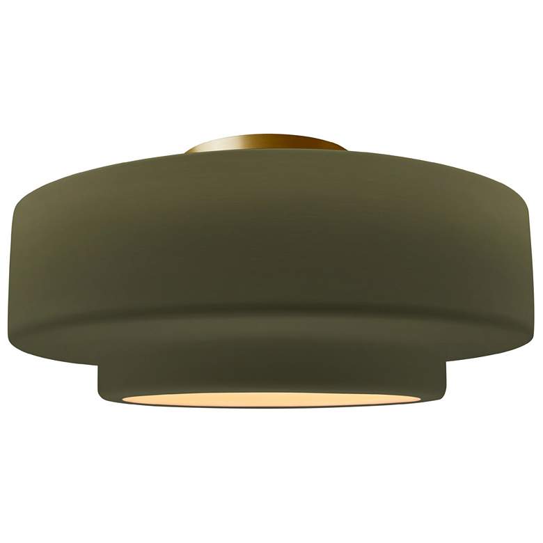 Image 1 Radiance 14.5"W Matte Green Frame Brushed Brass Medium Tier LED Semi.F