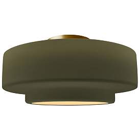 Image1 of Radiance 14.5"W Matte Green Frame Brushed Brass Medium Tier Semi.Flush