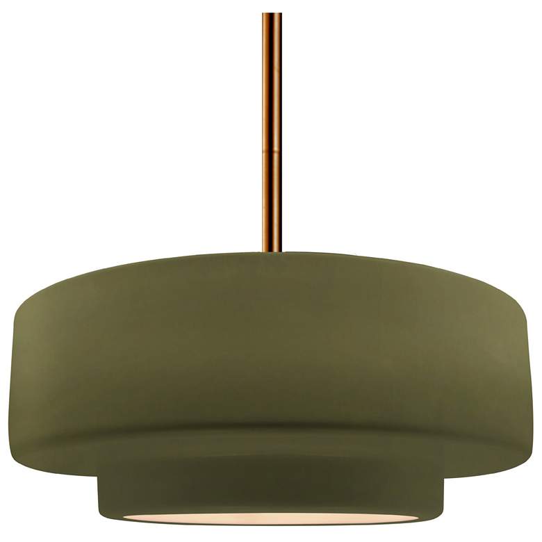 Image 1 Radiance 14.5"W Matte Green Frame Brushed Brass Tier Rigid Stem Kit Pe