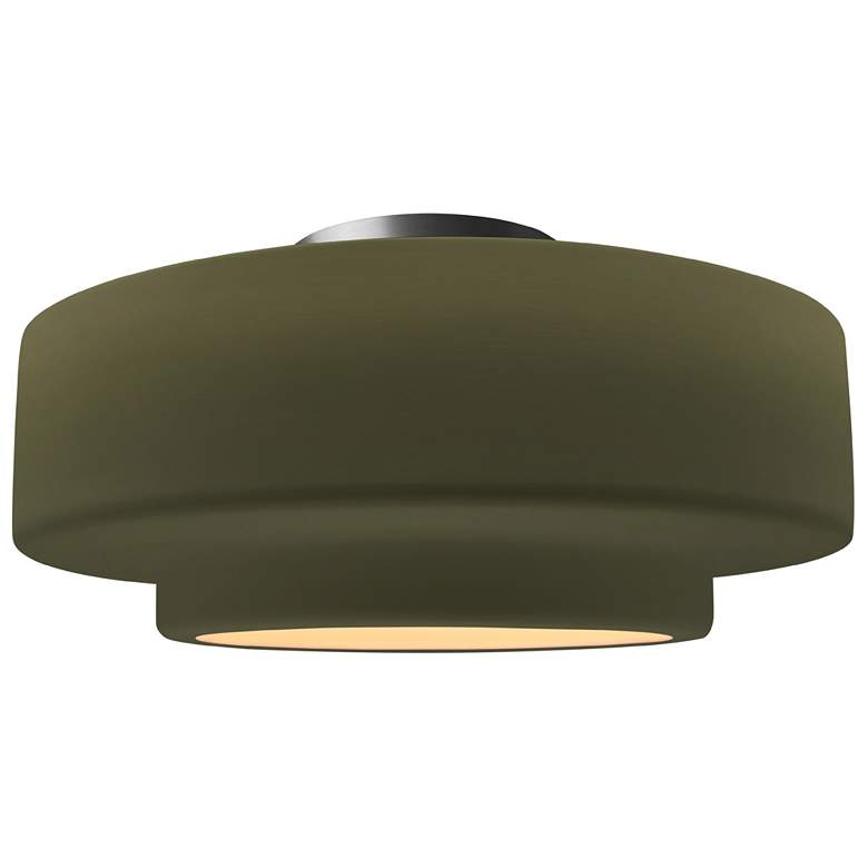 Image 1 Radiance 14.5"W Matte Green Frame Brushed Nickel Medium Tier Semi.Flus