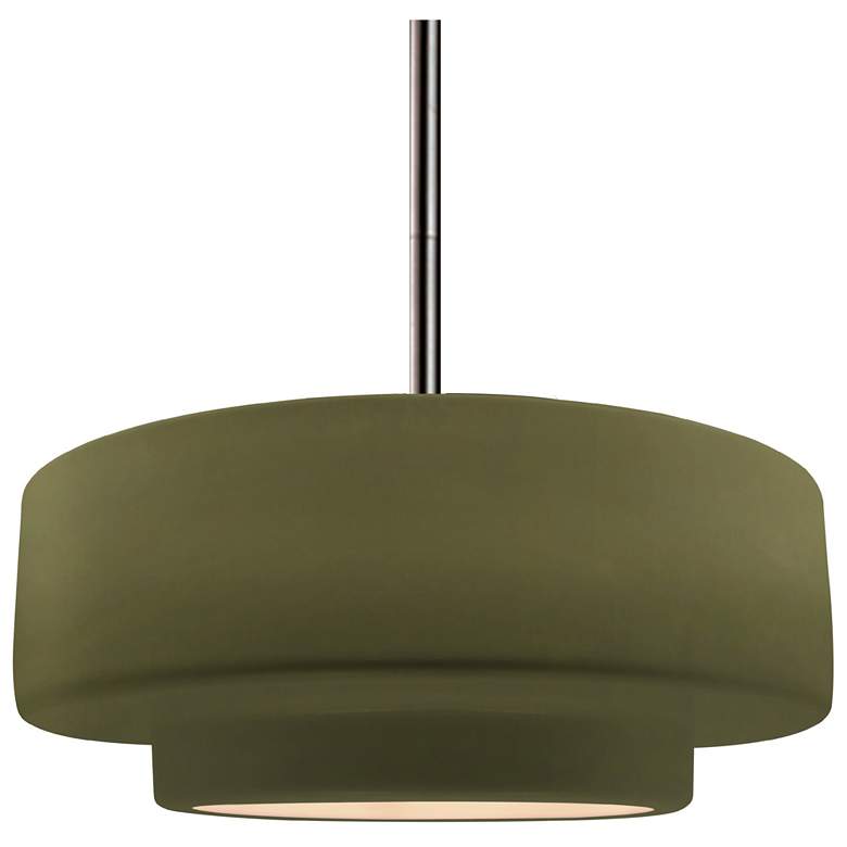 Image 1 Radiance 14.5"W Matte Green Frame Nickel Tier Rigid Stem Kit LED Penda