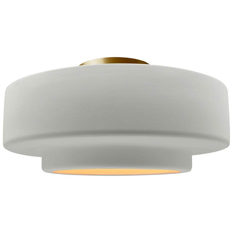 Image 1 Radiance 14.5"W Matte White/Gold Frame Brushed Brass Tier LED Semi.Flu