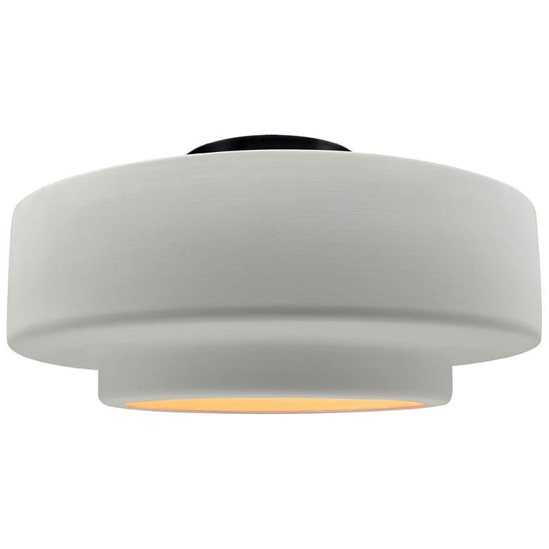 Image 1 Radiance 14.5"W Matte White/Gold Frame Matte Black Tier LED Semi.Flush