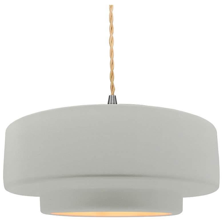 Image 1 Radiance 14.5"W Matte White/Gold Frame Nickel Tier Beige Twisted Penda