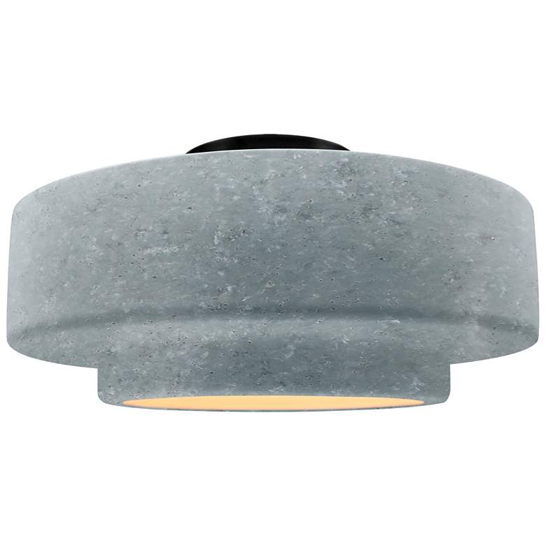 Image 1 Radiance 14.5"W Medium Tier Matte Black LED Semi.Flush w/ Concrete Sha