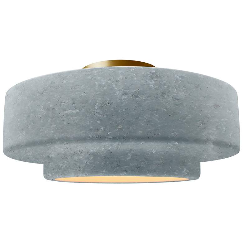 Image 1 Radiance 14.5"W Medium Tier Polished Brass LED Semi.Flush w/ Concrete