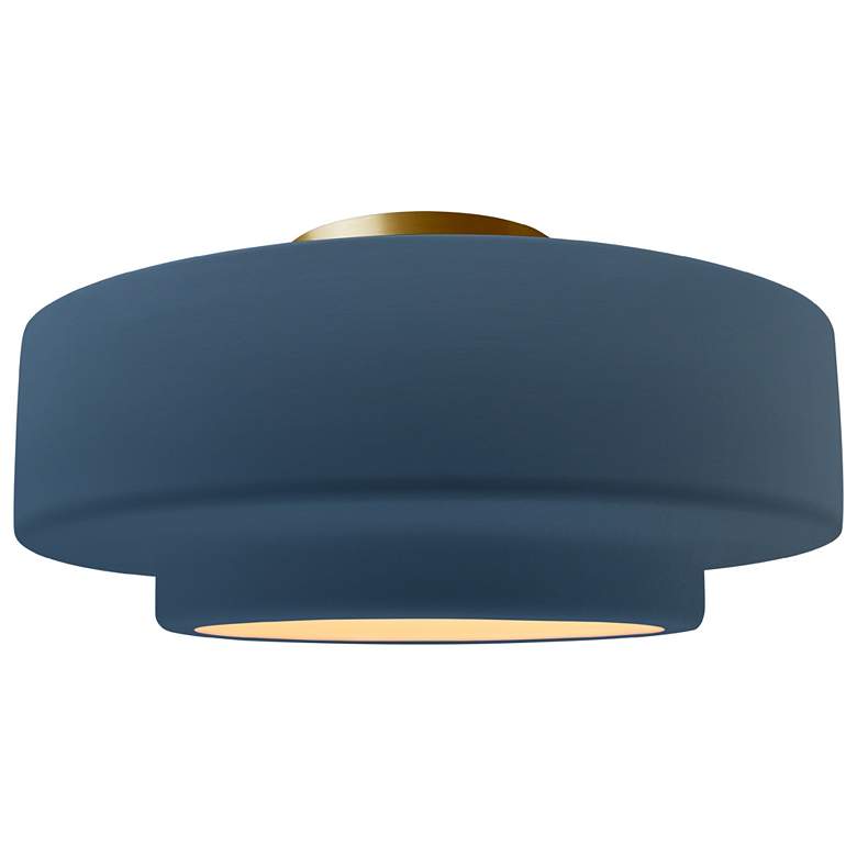 Image 1 Radiance 14.5"W Midnight Frame Brushed Brass Medium Tier LED Semi.Flus