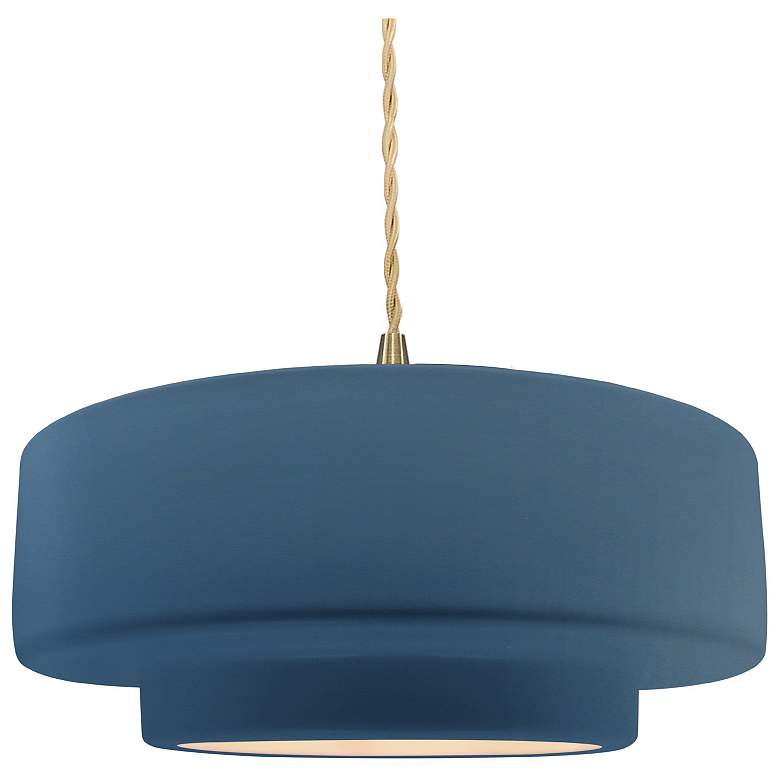 Image 1 Radiance 14.5"W Midnight Frame Brushed Brass Tier Beige Twisted LED Pe