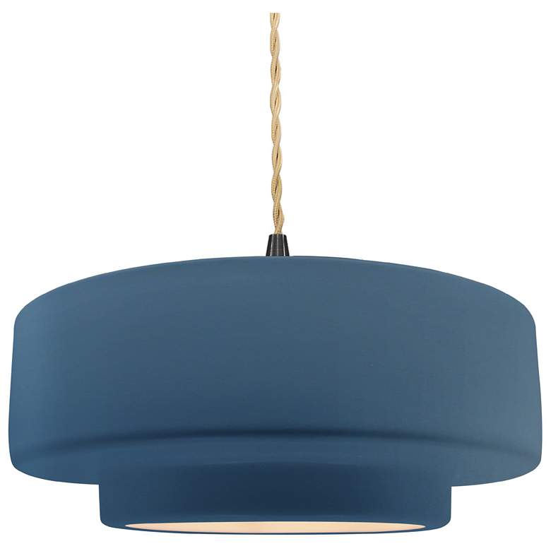 Image 1 Radiance 14.5"W Midnight Frame Matte Black Tier Beige Twisted LED Pend