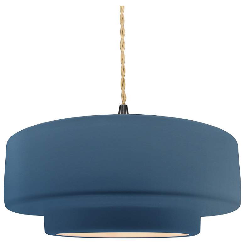Image 1 Radiance 14.5"W Midnight Frame Matte Black Tier Beige Twisted Pendant