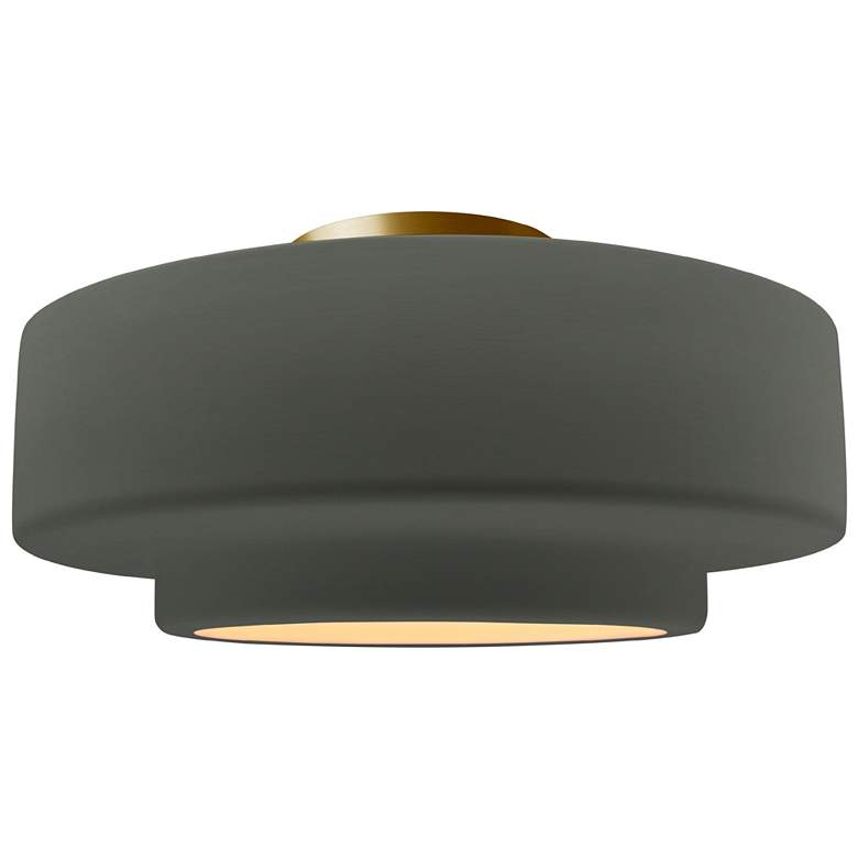 Image 1 Radiance 14.5"W Pewter Green Frame Brushed Brass Medium Tier LED Semi.