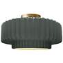 Radiance 14.5"W Pewter Green Frame Brushed Brass Tier Pleated Semi.Flu