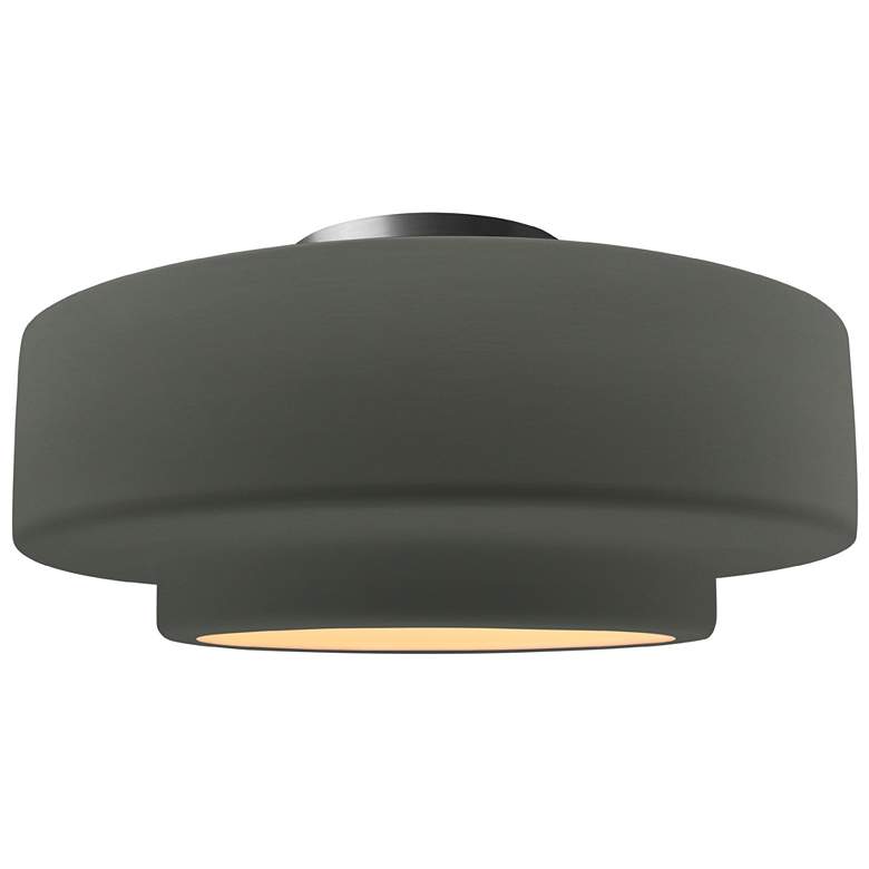 Image 1 Radiance 14.5"W Pewter Green Frame Brushed Nickel Tier LED Semi.Flush