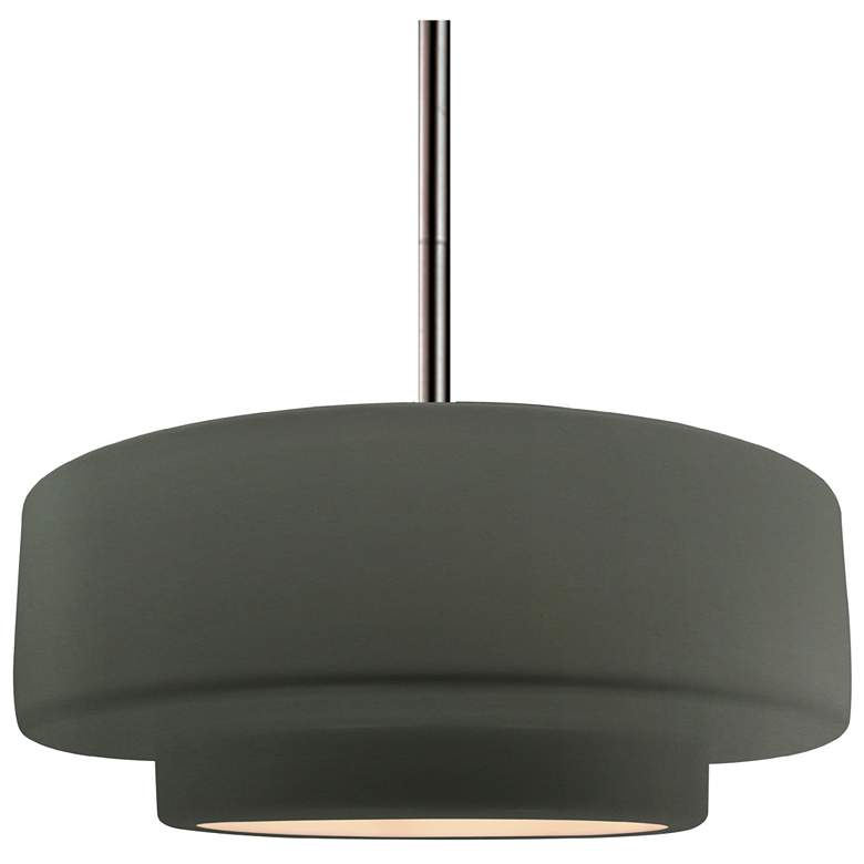 Image 1 Radiance 14.5"W Pewter Green Frame Nickel Tier Rigid Stem Kit LED Pend