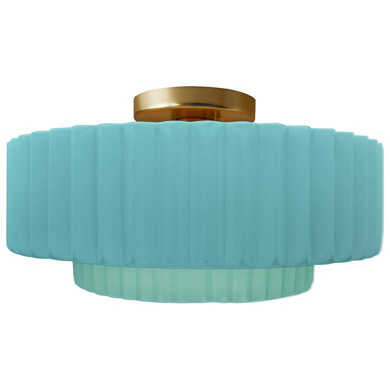 Image 1 Radiance 14.5"W Reflecting Pool Frame Brushed Brass Tier Pleated Semi.