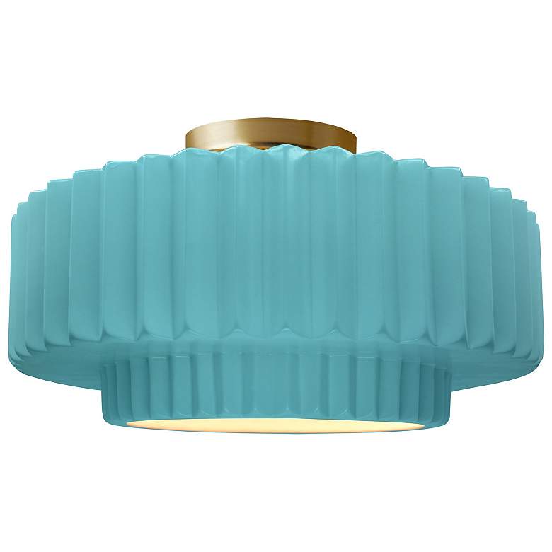 Image 2 Radiance 14.5"W Reflecting Pool Frame Brushed Brass Tier Pleated Semi. more views