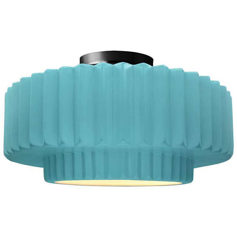 Image 1 Radiance 14.5"W Reflecting Pool Frame Matte Black Tier Pleated Semi.Fl