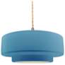 1_Radiance 14.5"W Sky Blue Frame Nickel Tier Beige Twisted LED Pendant