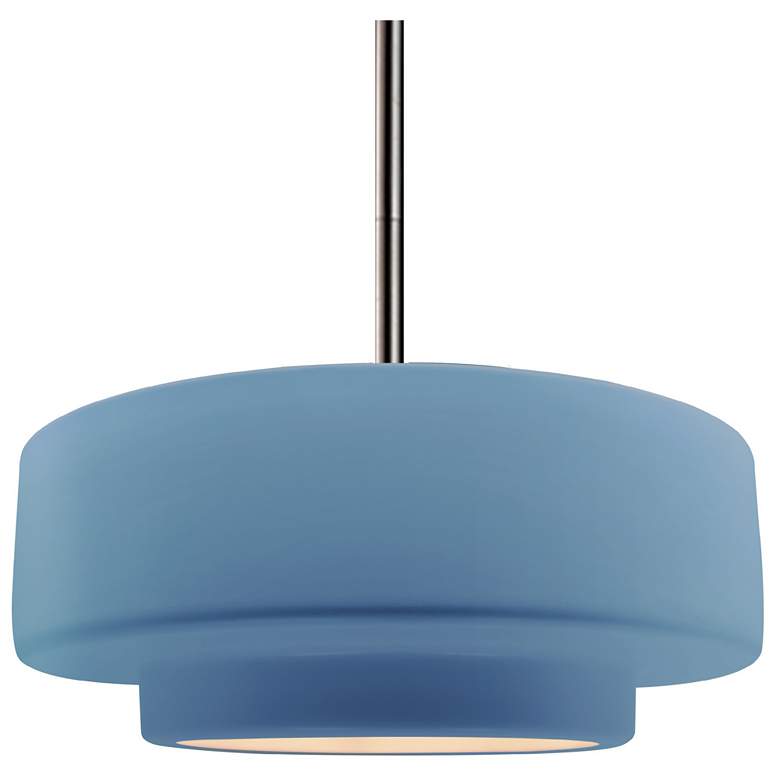 Image 1 Radiance 14.5"W Sky Blue Frame Nickel Tier Rigid Stem Kit LED Pendant