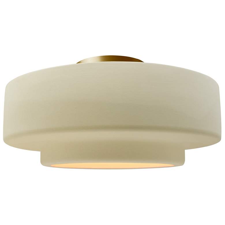 Image 1 Radiance 14.5"W Vanilla Gloss Frame Brushed Brass Tier LED Semi.Flush