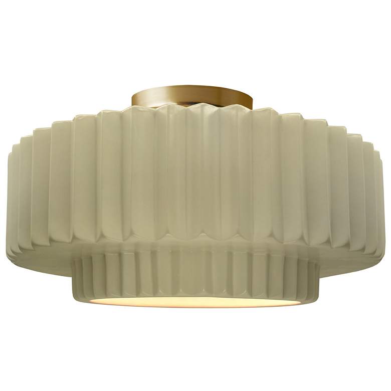 Image 1 Radiance 14.5"W Vanilla Gloss Frame Brushed Brass Tier Pleated Semi.Fl