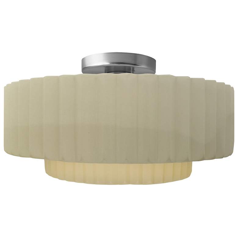 Image 1 Radiance 14.5"W Vanilla Gloss Frame Brushed Nickel Tier Pleated Semi.F