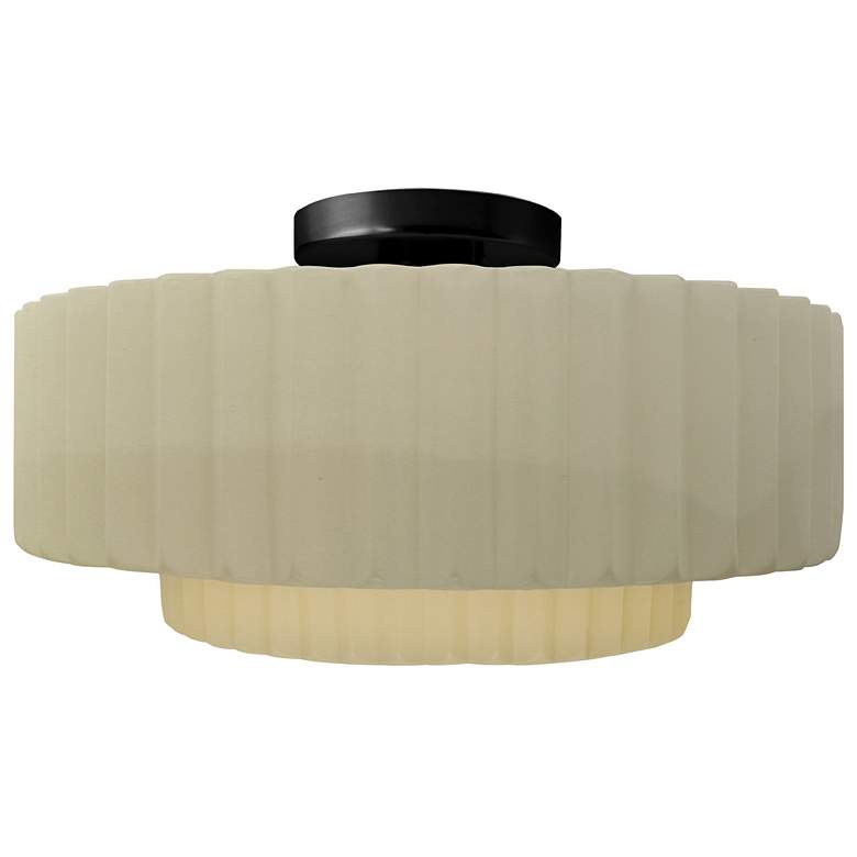Image 1 Radiance 14.5"W Vanilla Gloss Frame Matte Black Tier Pleated LED Semi.