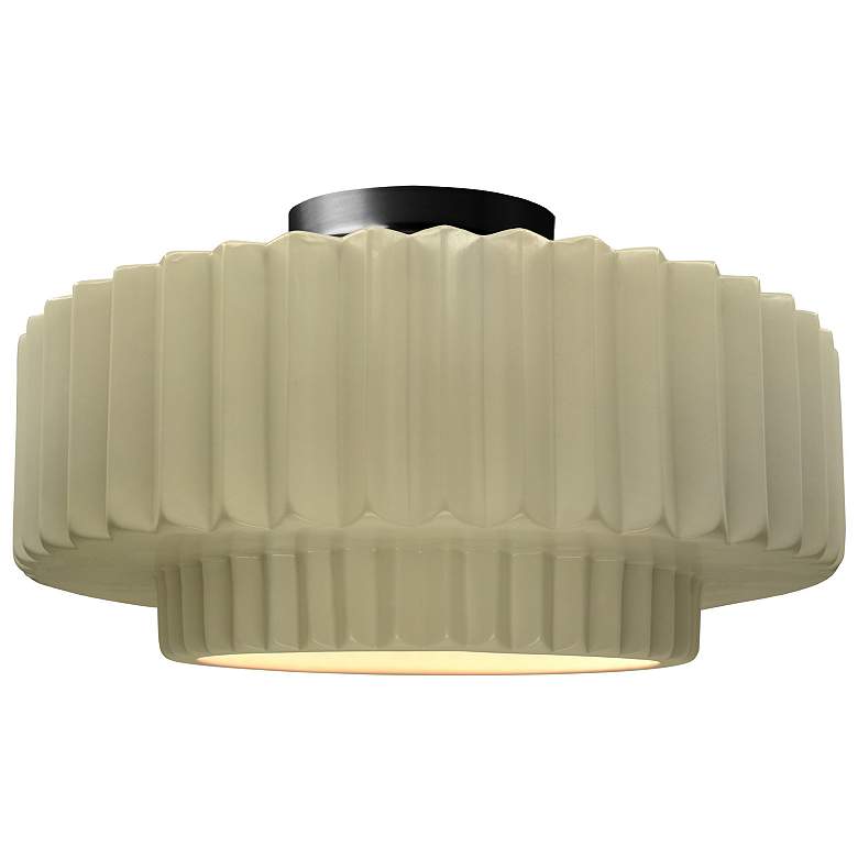 Image 2 Radiance 14.5"W Vanilla Gloss Frame Matte Black Tier Pleated Semi.Flus more views