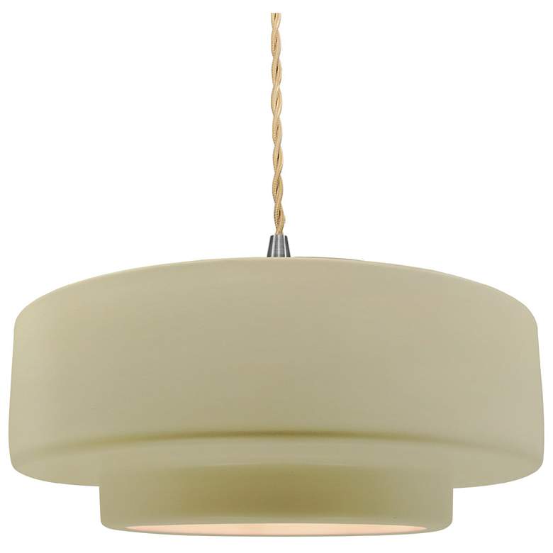 Image 1 Radiance 14.5"W Vanilla Gloss Frame Nickel Tier Beige Twisted LED Pend