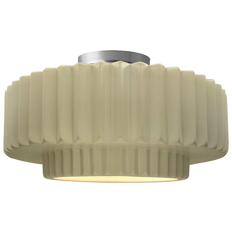 Image 2 Radiance 14.5"W Vanilla Gloss Frame Nickel Tier Pleated LED Semi.Flush more views