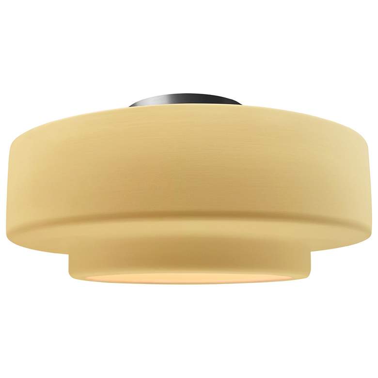 Image 1 Radiance 14.5"W Yellow Frame Brushed Nickel Medium Tier LED Semi.Flush