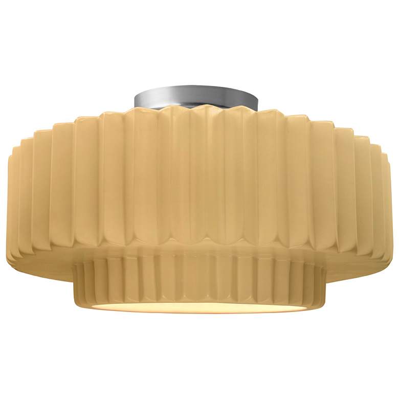 Image 1 Radiance 14.5"W Yellow Frame Brushed Nickel Tier Pleated LED Semi.Flus