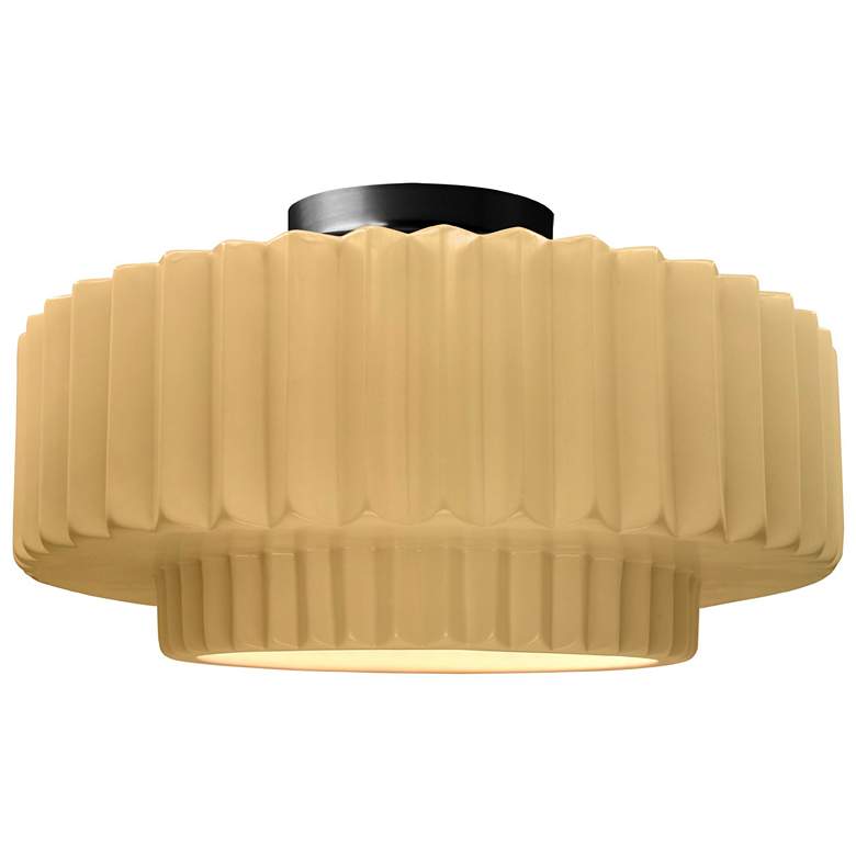 Image 1 Radiance 14.5"W Yellow Frame Matte Black Medium Tier Pleated LED Semi.