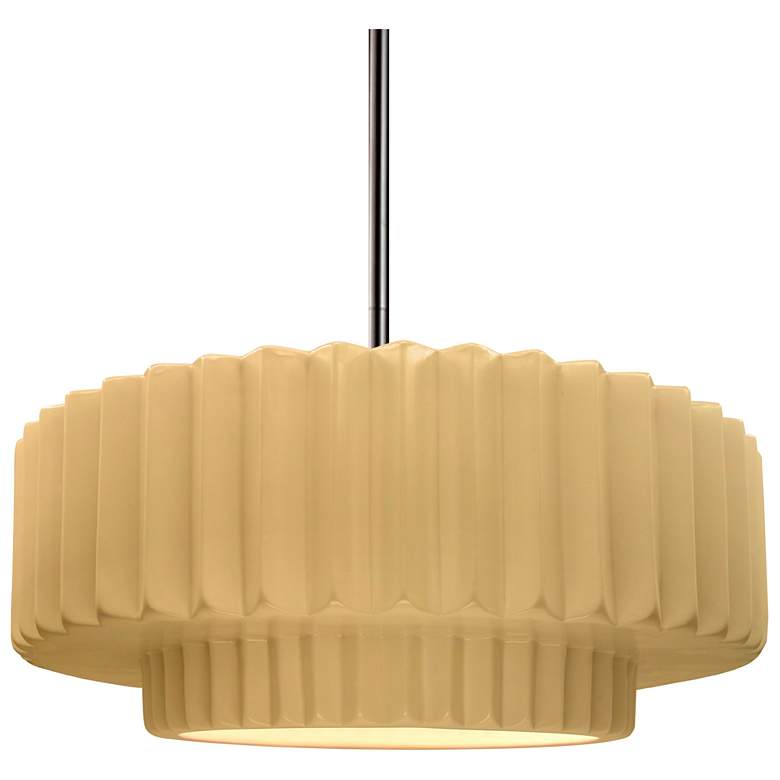 Image 1 Radiance 14.5"W Yellow Frame Nickel Tier Pleated Rigid Stem Kit Pendan