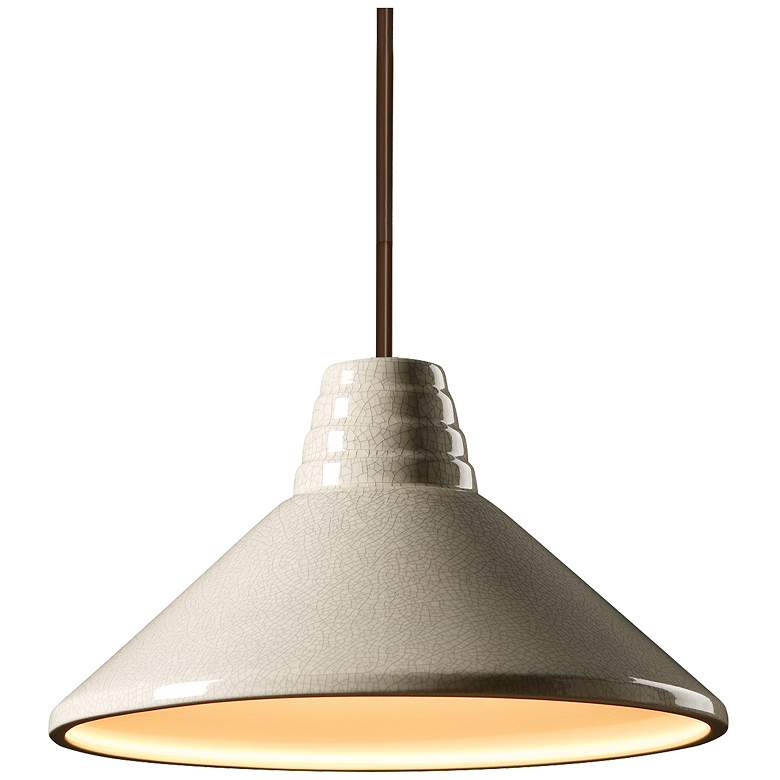 Image 1 Radiance 14.75" Wide Dark Bronze White Crackle Ziggurat Stemmed LED Pe