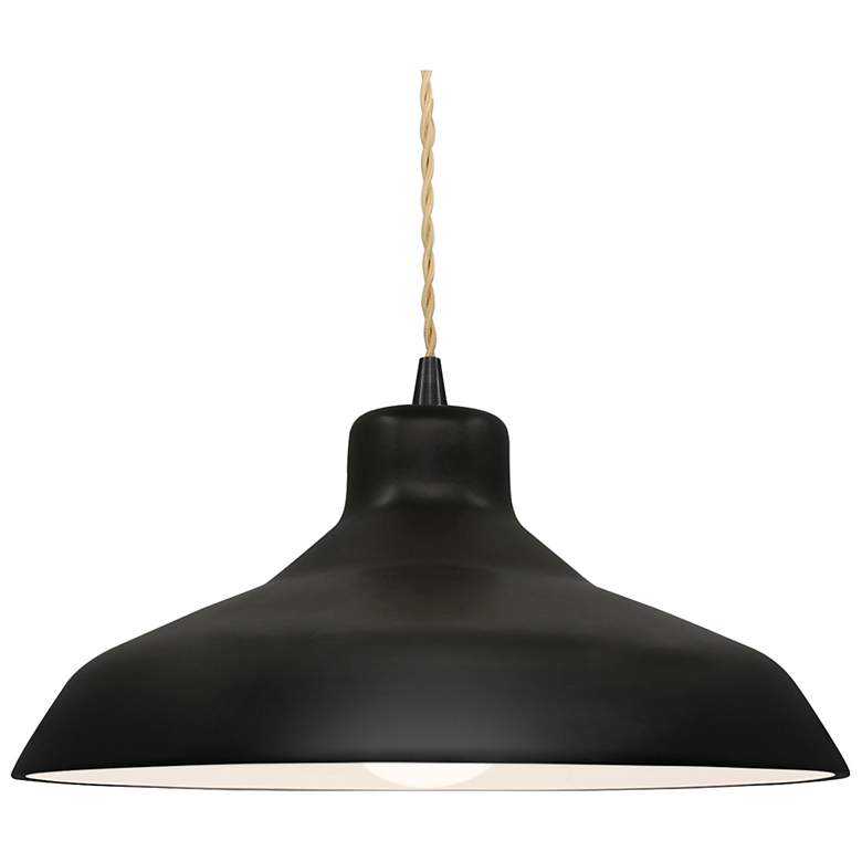 Image 1 Radiance 15.5"W Carbon Frame Matte Black Large Loft Beige Twisted Pend