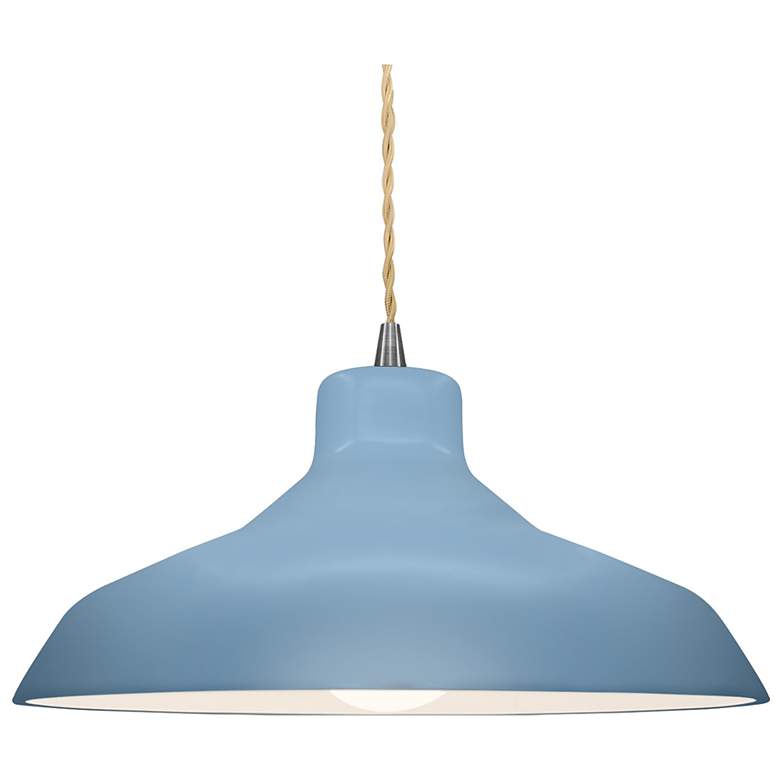 Image 1 Radiance 15.5"W Sky Blue Frame Nickel Large Loft Beige Twisted Pendant