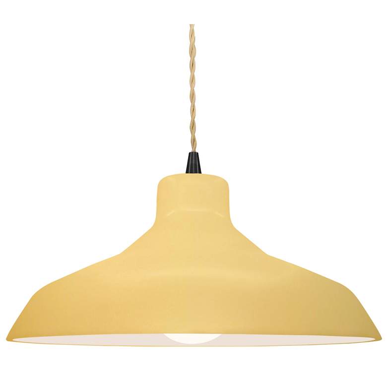 Image 1 Radiance 15.5"W Yellow Frame Matte Black Large Loft Beige Twisted Pend