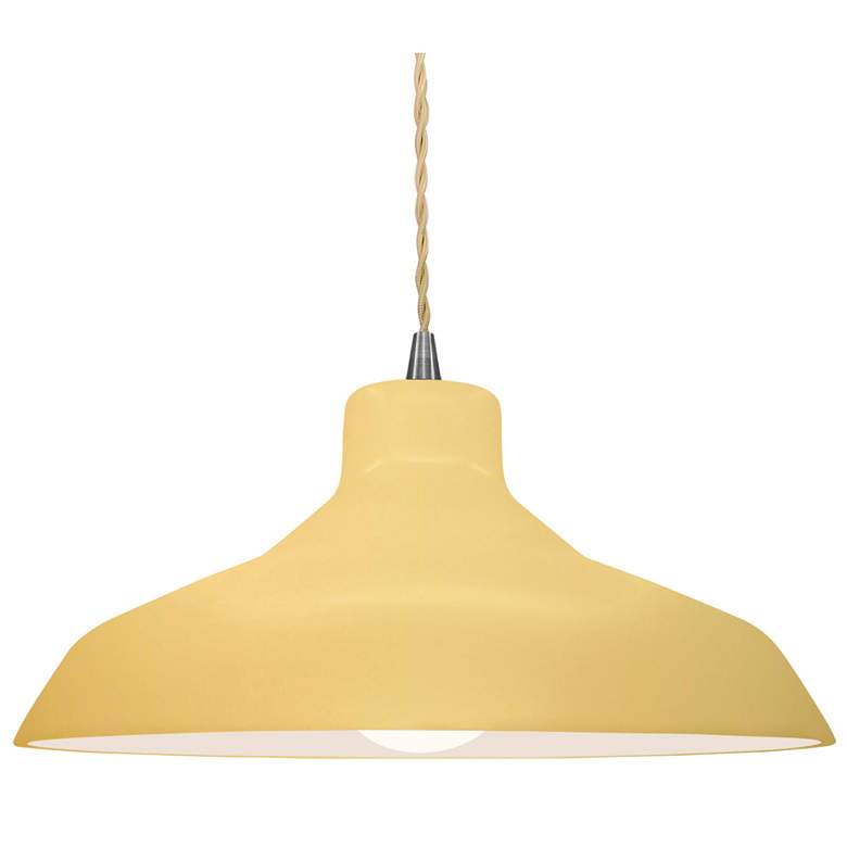Image 1 Radiance 15.5"W Yellow Frame Nickel Large Loft Beige Twisted Pendant