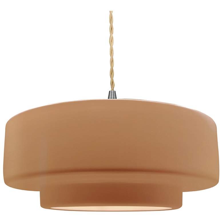 Image 1 Radiance 16.25"W Adobe Frame Nickel Large Tier Beige Twisted LED Penda