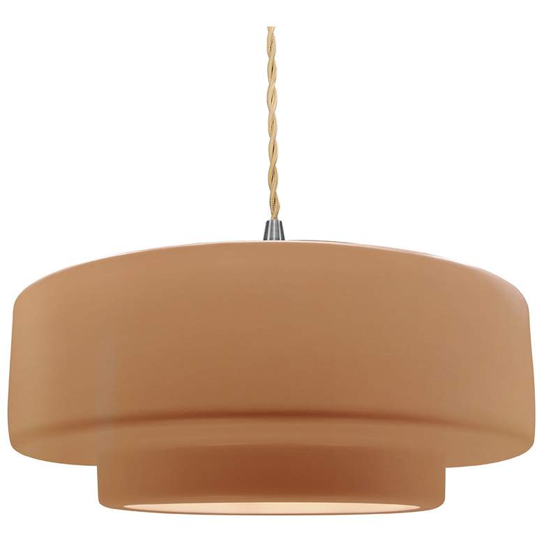 Image 1 Radiance 16.25"W Adobe Frame Nickel Large Tier Beige Twisted Pendant