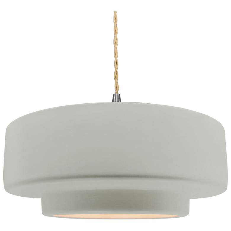 Image 1 Radiance 16.25"W Bisque Frame Nickel Large Tier Beige Twisted LED Pend