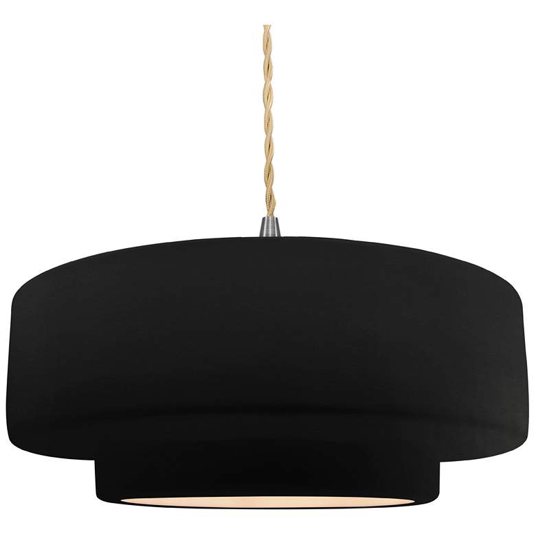Image 1 Radiance 16.25"W Carbon Frame Nickel Large Tier Beige Twisted LED Pend