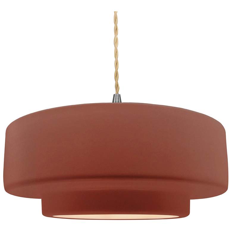 Image 1 Radiance 16.25"W Clay Frame Nickel Large Tier Beige Twisted LED Pendan